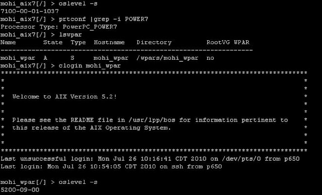 AIX, HACMP, PowerVM: Power 7 - Versioned WPARs
