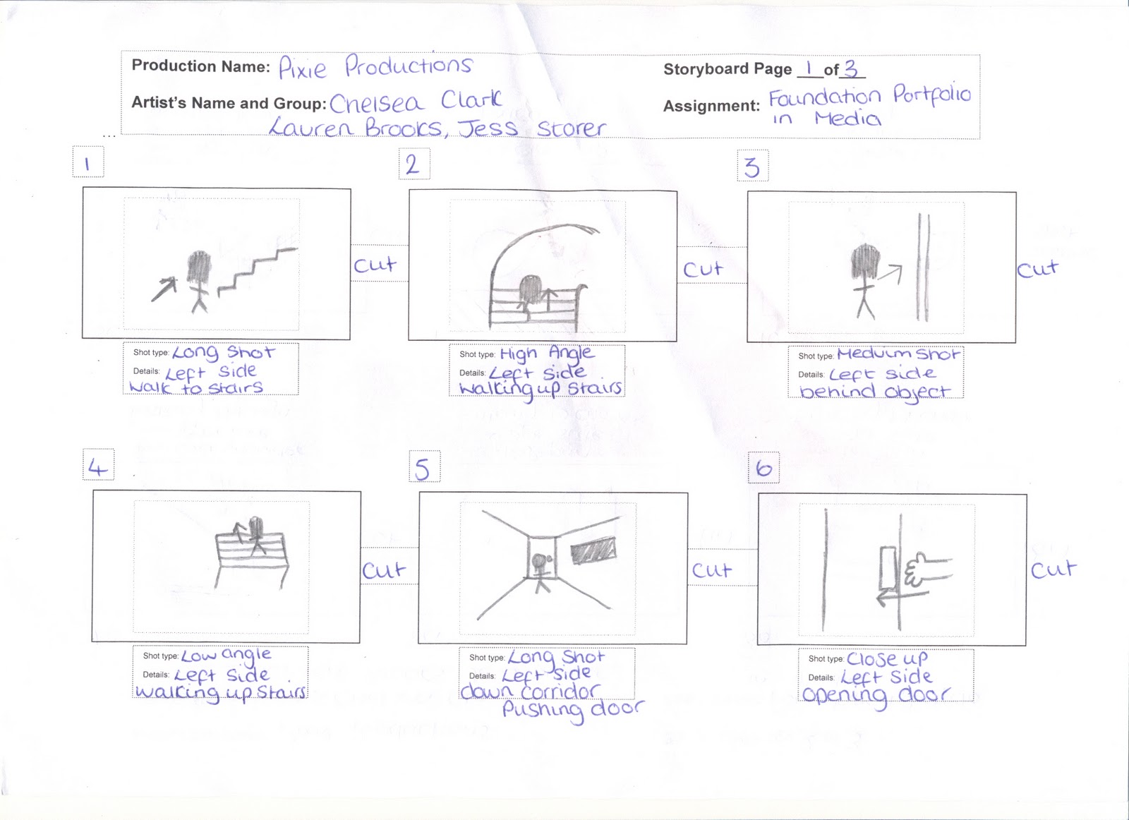 Pixie Productions Storyboard continuity