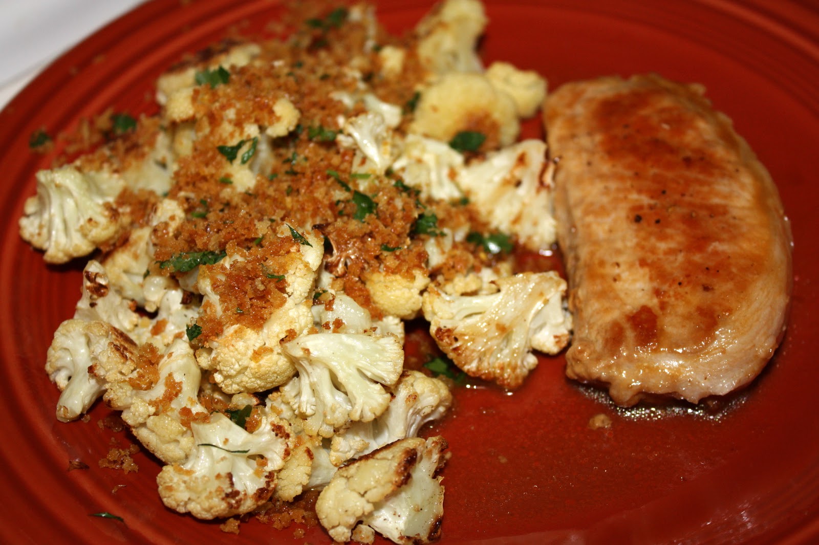The Biggest Li'l Blog Braised Pork Chops and Roasted Cauliflower with