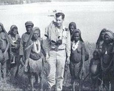 The white man with some people of the Papua highland