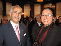 Hala Al-Saraf, right, stands with Iraqi Ambassador to the U.S. Samir Shakir Al-Sumaydi after receiving an award from the Embassy of Iraq for outstanding work in helping her people. Hala now returns to Iraq in hopes of working with Iraqi legislators to create a more sustainable health policy.