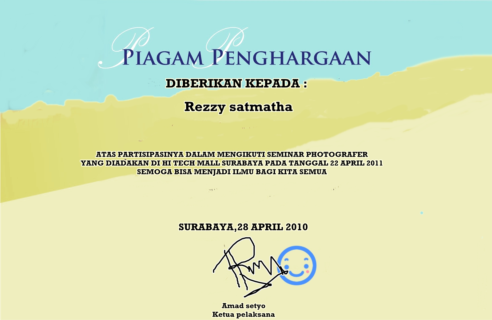 Rezzy Satmatha att PIAGAM PENGHARGAAN