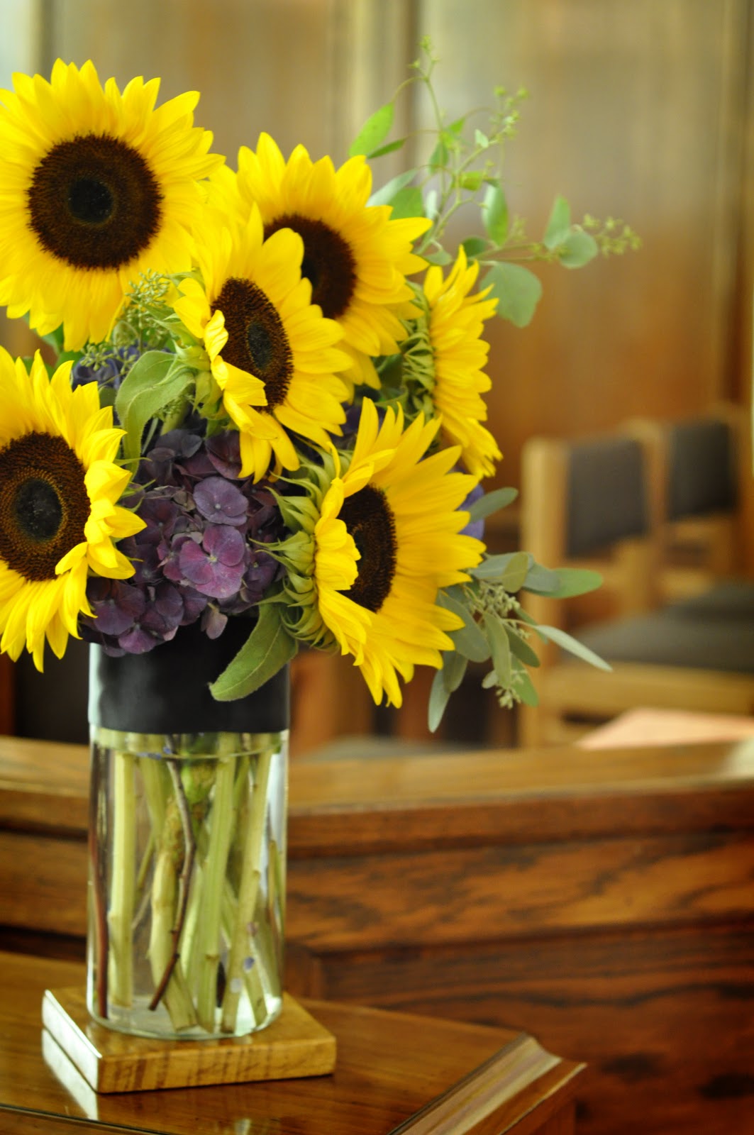 Mokara Floral Design: Sunflower Yellow and Purple Wedding