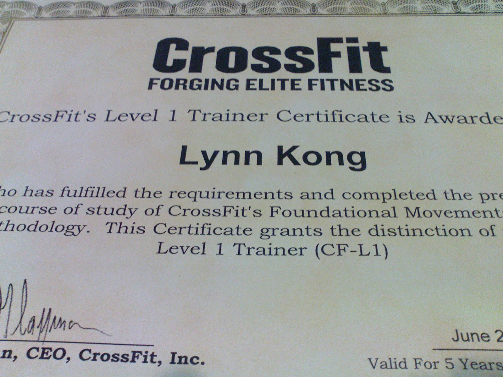 Chilli Padi Athlete Crossfit Level 1 Certified!