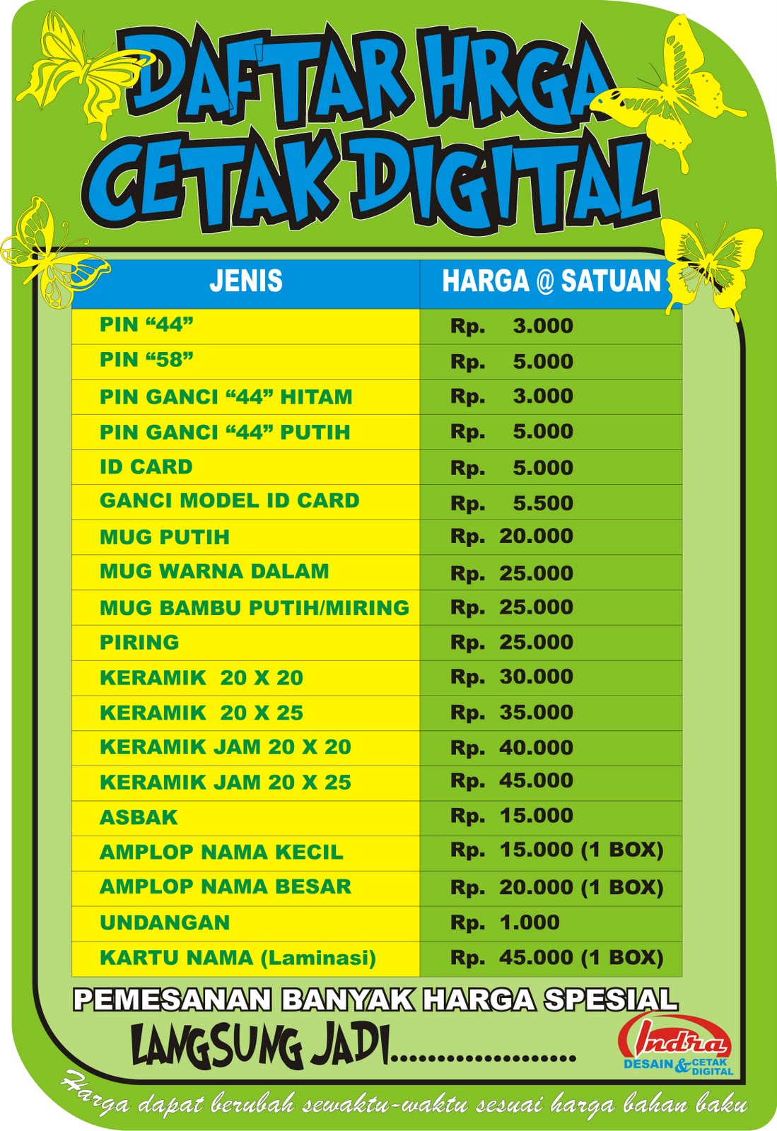 INDRA DIGITAL BIKIN PIN, MUG, ID CARD, KERAMIK JAM, CETAK