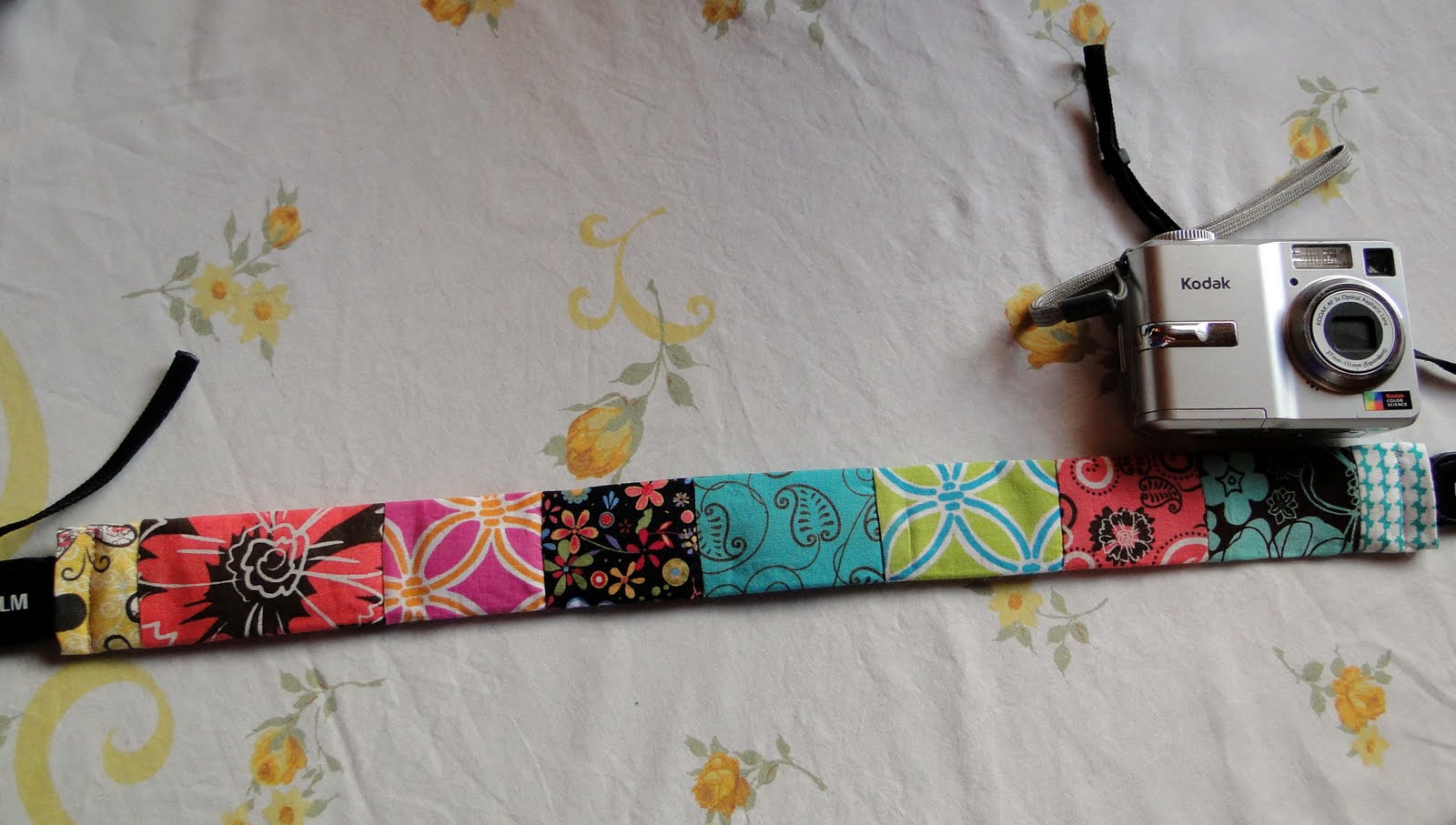 Hot tea and milk chocolate Funky scrappy camera strap