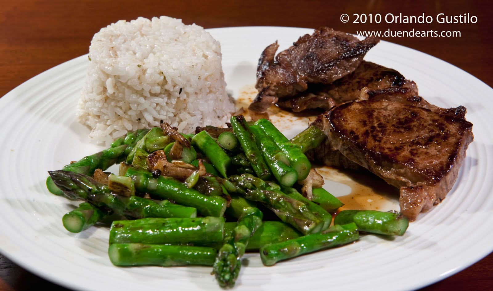 Duende Joes Asparagus Stir Fry & Steak Dinner