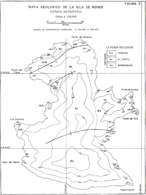 Mapa Geológico de Isla de Monos, Edo. Anzuategui.