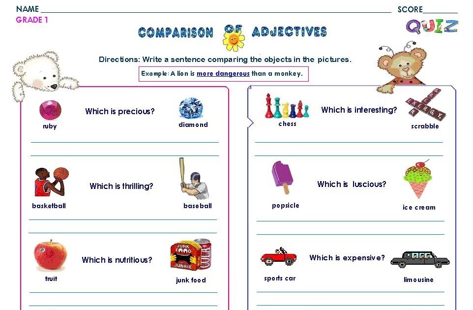 Comparison Of Adjectives Worksheets 2nd Grade