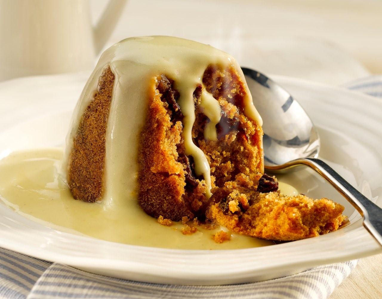 Spotted dick with hot custard