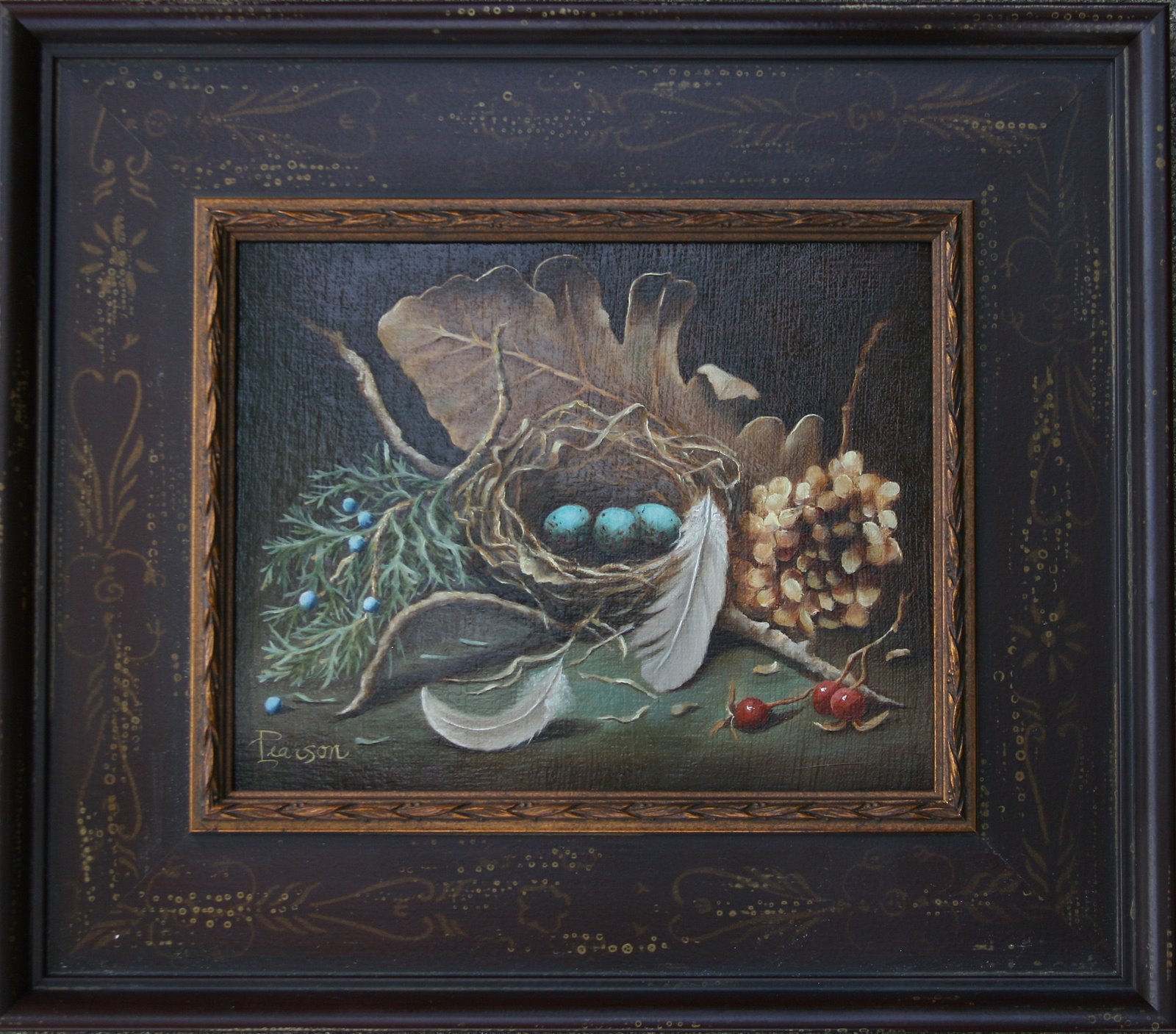 Deanna Pearson Fine Art Bird's Nest with Feathers and Juniper