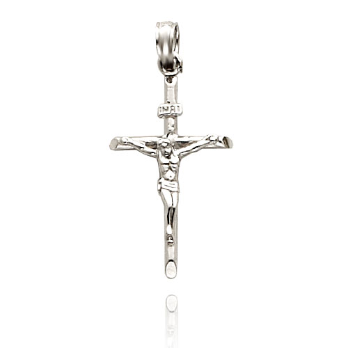 White Gold Stick Style Crucifix