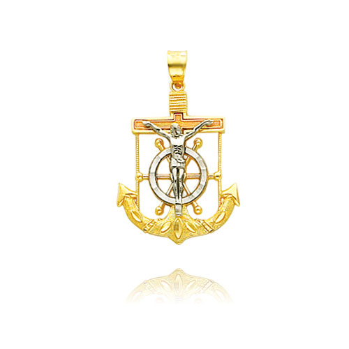 Tri-color Gold Mariners Crucifix