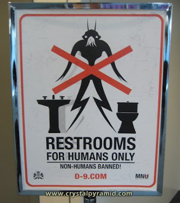 Restrooms for Humans Only - Photo by San Diego video producer Patty Mooney of Crystal Pyramid Productions