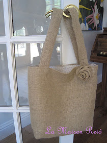 La Maison Reid: Burlap Tote with Shabby Rose: Another Tutorial!