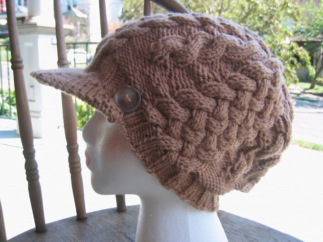 Cables and Latice Newsboy with Brim and Buttons