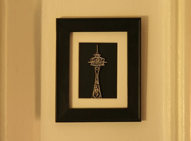 framed and quilled seattle space needle