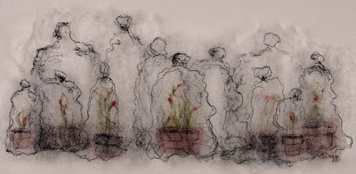 The Greenhouse II, textile art embroidery by Susanne Gregg