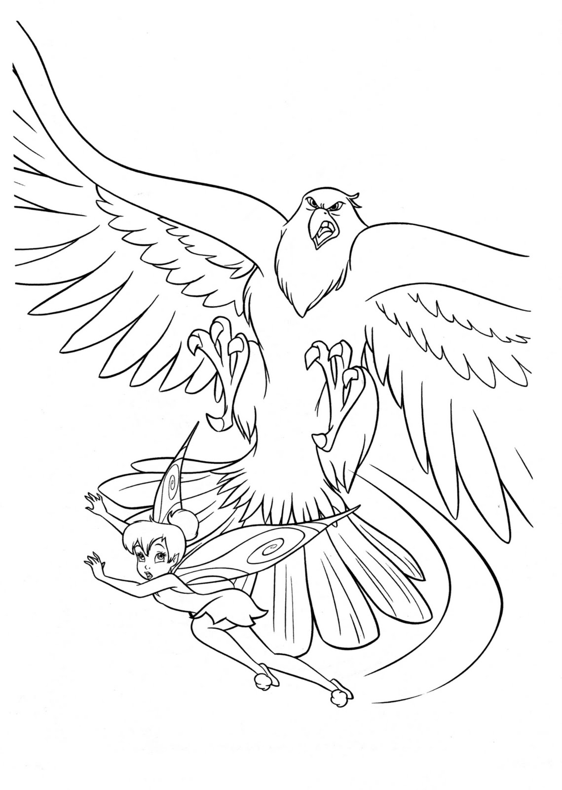 Tinkerbell Coloring Pages - An Eagle Attacks >> Disney Coloring Pages