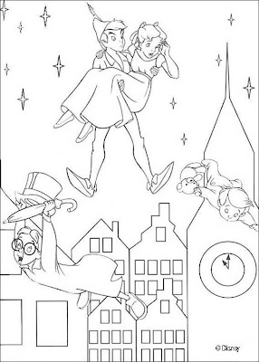 Peter  Coloring Pages on Tinkerbell Peter Pan And Darling Kids Coloring Pages