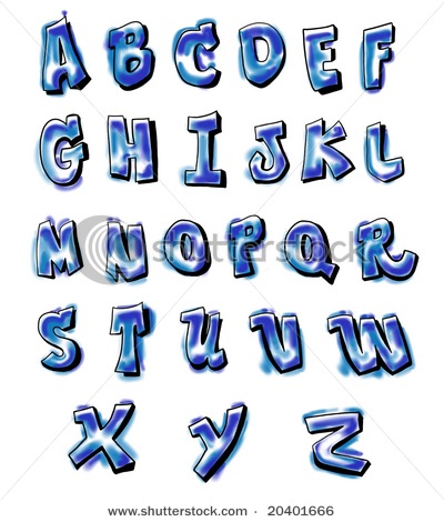 graffiti alphabet block style. Graffiti Alphabet : Blue
