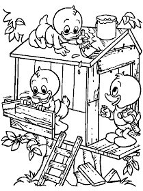 Masami Disney Coloring Pages 3 Baby Donald Duck Build Houses