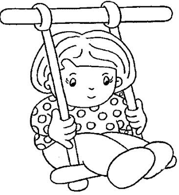Child on Swing- Kids Coloring Pages - transmissionpress