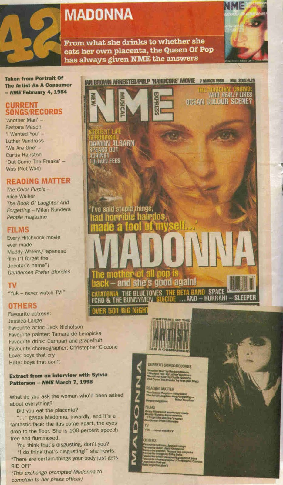 Pud Whacker S Madonna Scrapbook Nme 84 And 98