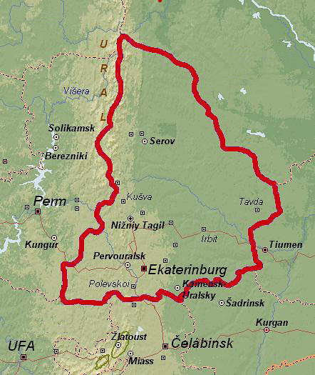 Map of Yekaterinburg