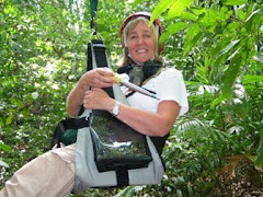 Dra. Meg Lowman no dossel de floresta tropical no Panama.