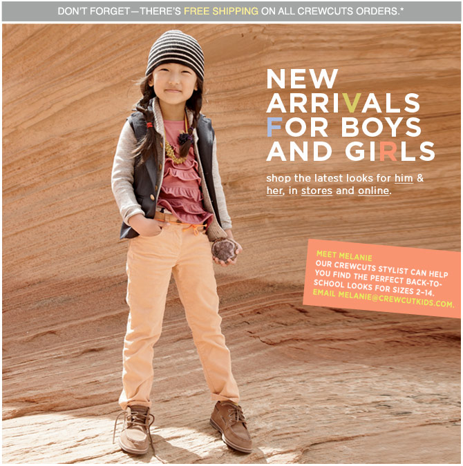 J.Crew Aficionada Crewcuts Email new fall arrivals, in stores and