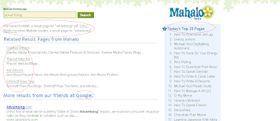 screen shot of Maholo.com, new people generated search engine