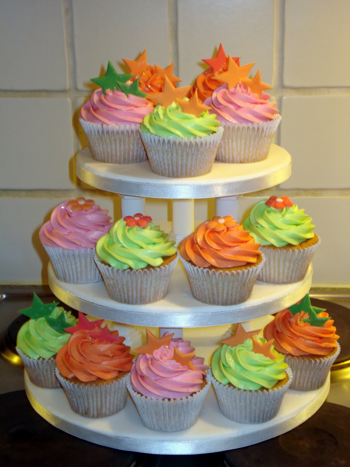 Custom Cake Design Neon cupcake tower