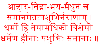 Practical Sanskrit: human or animal, what is the difference?  आहार-निद्रा-भय-मैथुनं