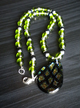 Lime green Art Glass Necklace