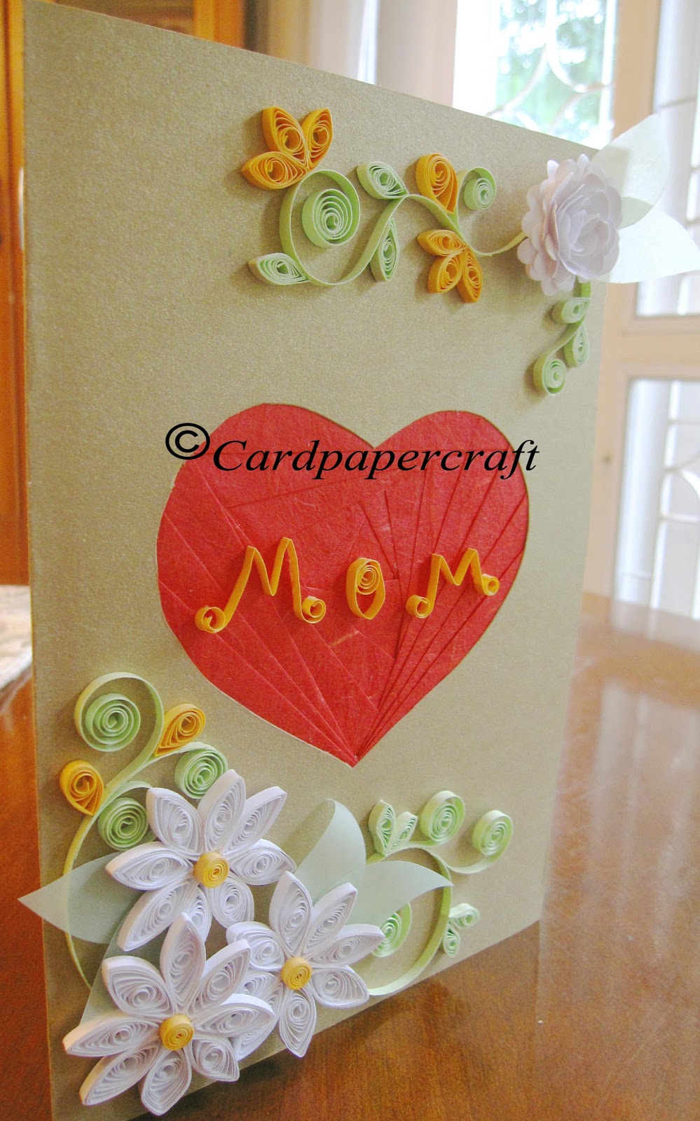 Card & Paper Craft Mother's Day card with quilling and iris folding
