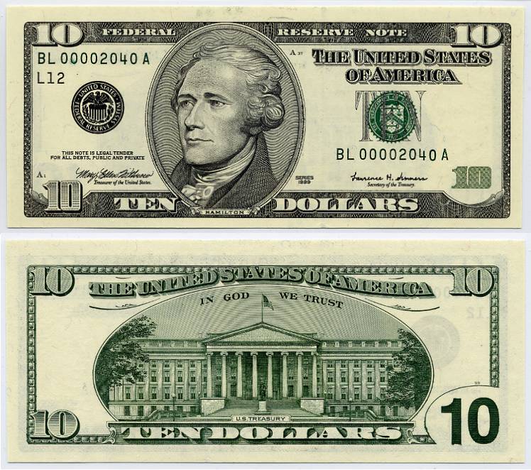 10 dollar bill template