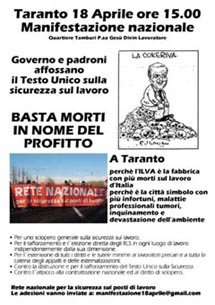 18 aprile a Taranto: manifesto locale