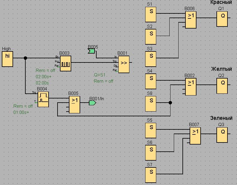 Схема светофора на логических элементах