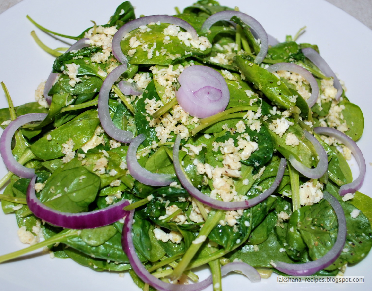 lakshanarecipes Warm spinach salad