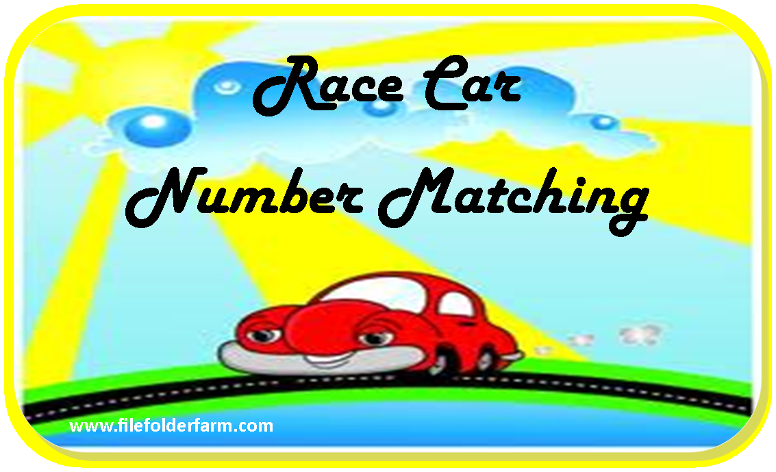 File Folder Farm Race Car Number Matching