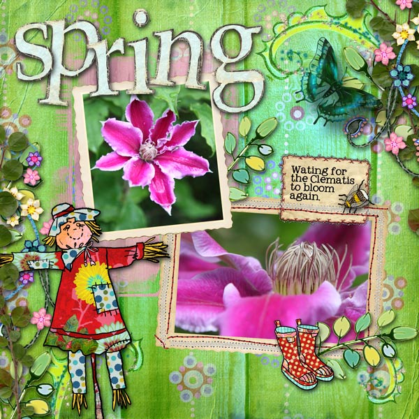 Scrappie Irene: Spring layout with stuff from Berna Datema!