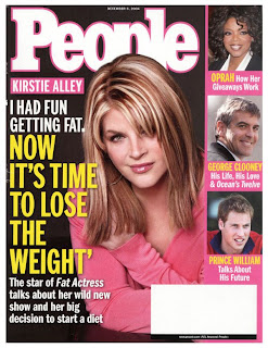 Kirstie Alley People magazine cover page picture saying that I had fun getting fat, now it's time to lose the fat actress weight talks about diet sexy gallery