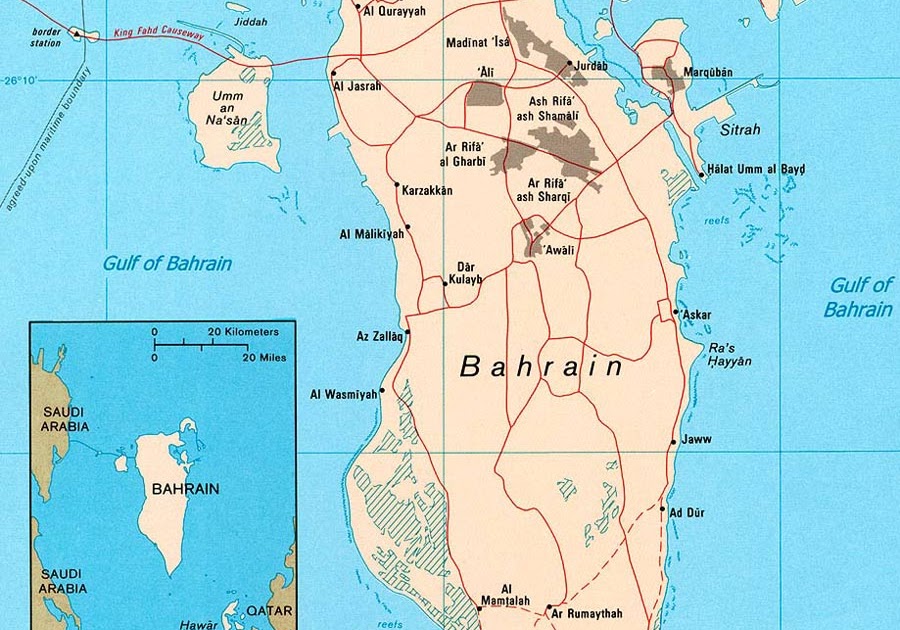 Middle East: Bahrain: Bahrain Map