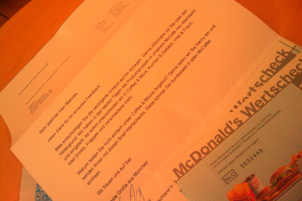Post von McDonalds zum Frappe