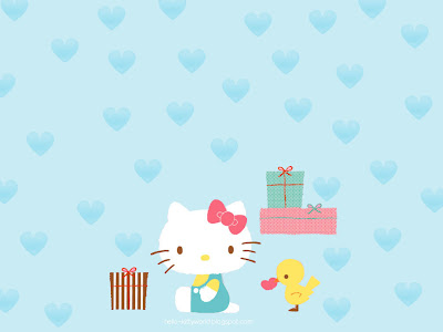 Hello Kitty World: Hello Kitty-Blue Wallpeper