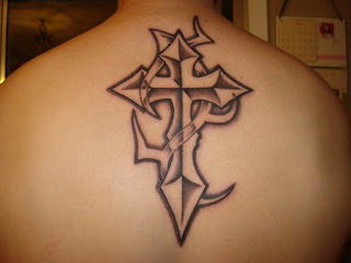 Cool Tribal Cross Tattoo Designs on back