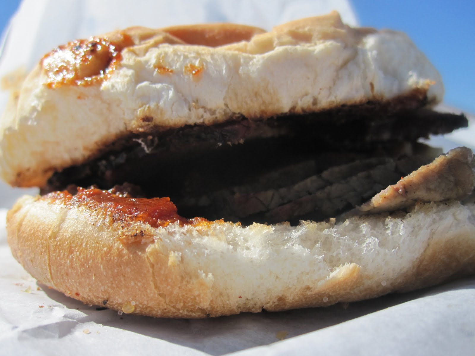 Man Up Tales of Texas BBQ™ Brisket sandwich from Brown's BarBQ