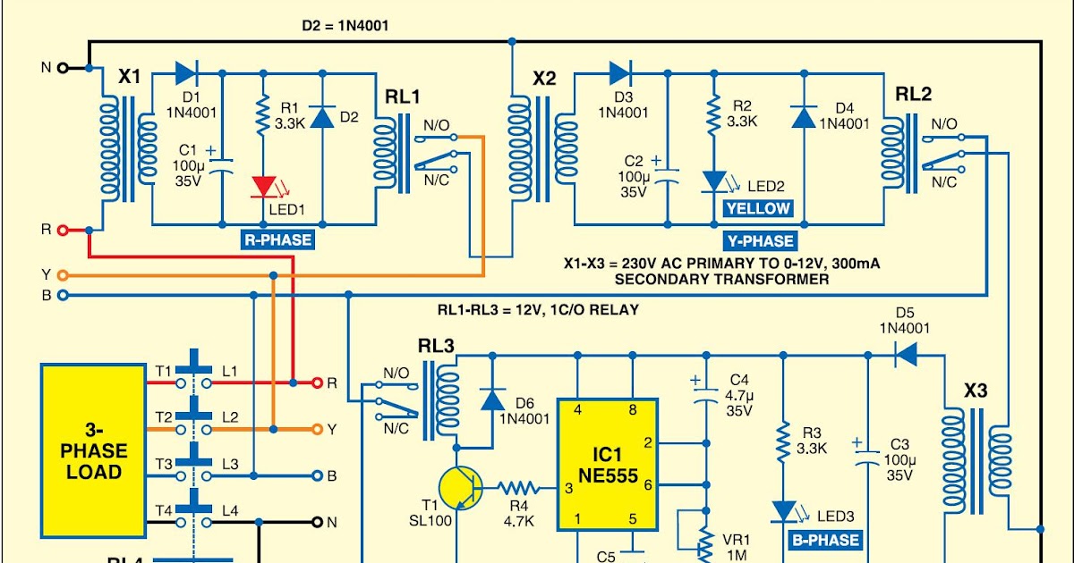 Electronic Projects: Three Phase Protection Circuit - Avoiding Single