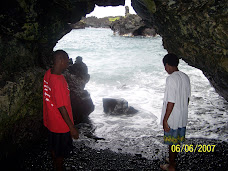 The boys in a lava tube in Hawaii